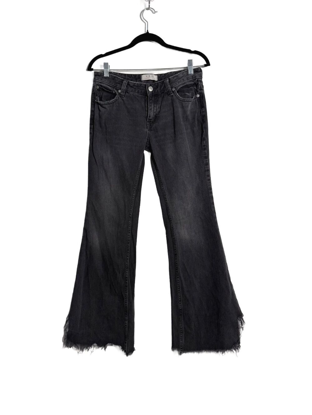 We The Free Black Wide-Leg Distressed Hem Jeans Size 26
